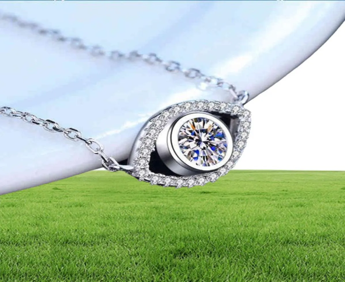 Riktigt Sterling Silver Moissanite 05ct Brilliant Diamond Open Evil Eye Pendant Necklace For Women Men Gift Fine Jewelry46897139346366