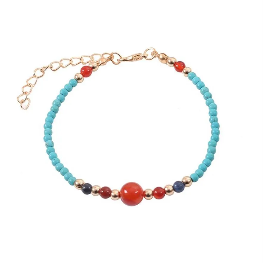 Europa y Estados Unidos pulsera de cuentas hecha a mano simple pulsera de amistad de cristal de color bohemio joyería de verano hecha a mano2828