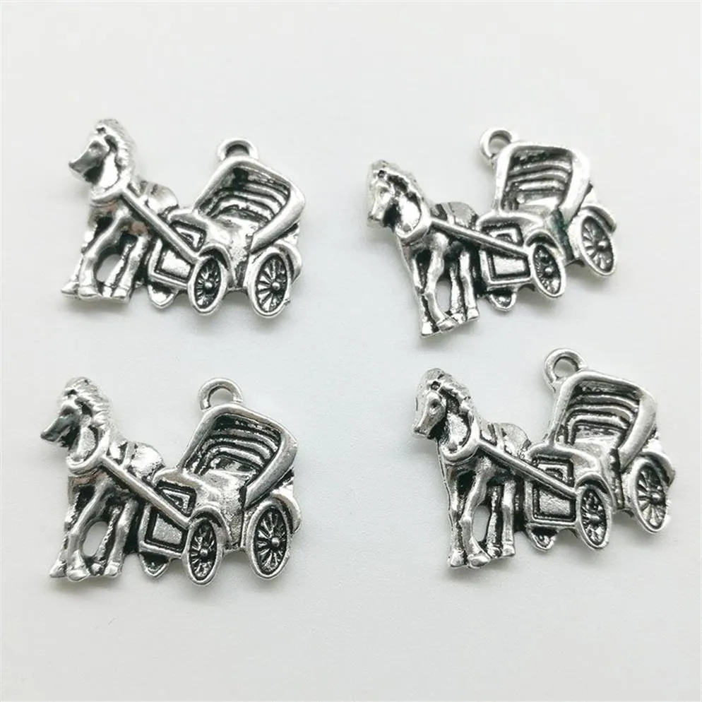 50pcs / lot chariot alliage charmes pendentif rétro bijoux bricolage porte-clés pendentifs en argent antique pour bracelet boucles d'oreilles collier 19 22mm250y