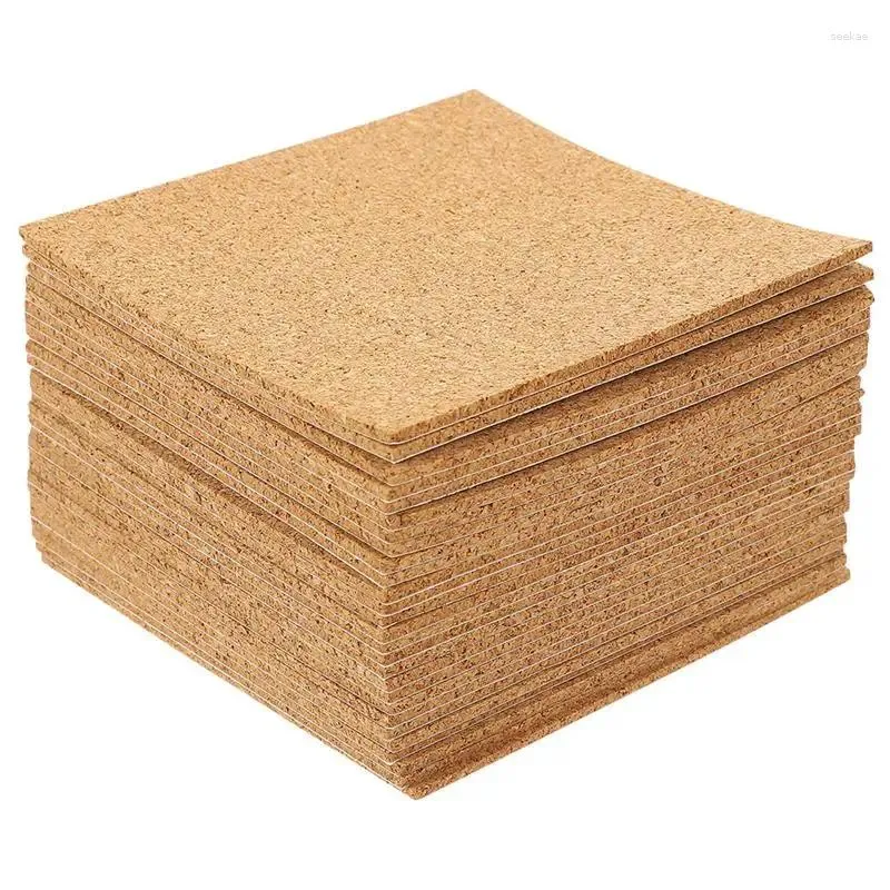 Table Mats 60 Pcs Self-Adhesive Cork Fine Crafting Square Excellent DIY Great Wall Tiles Board For Home Workplace Office