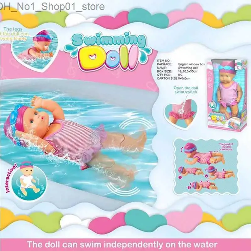 Brinquedos de banho bebê natação boneca verão à prova dwaterproof água elétrica bonecas crianças praia piscina água brinquedo móvel articulado bonecas elétricas q231212