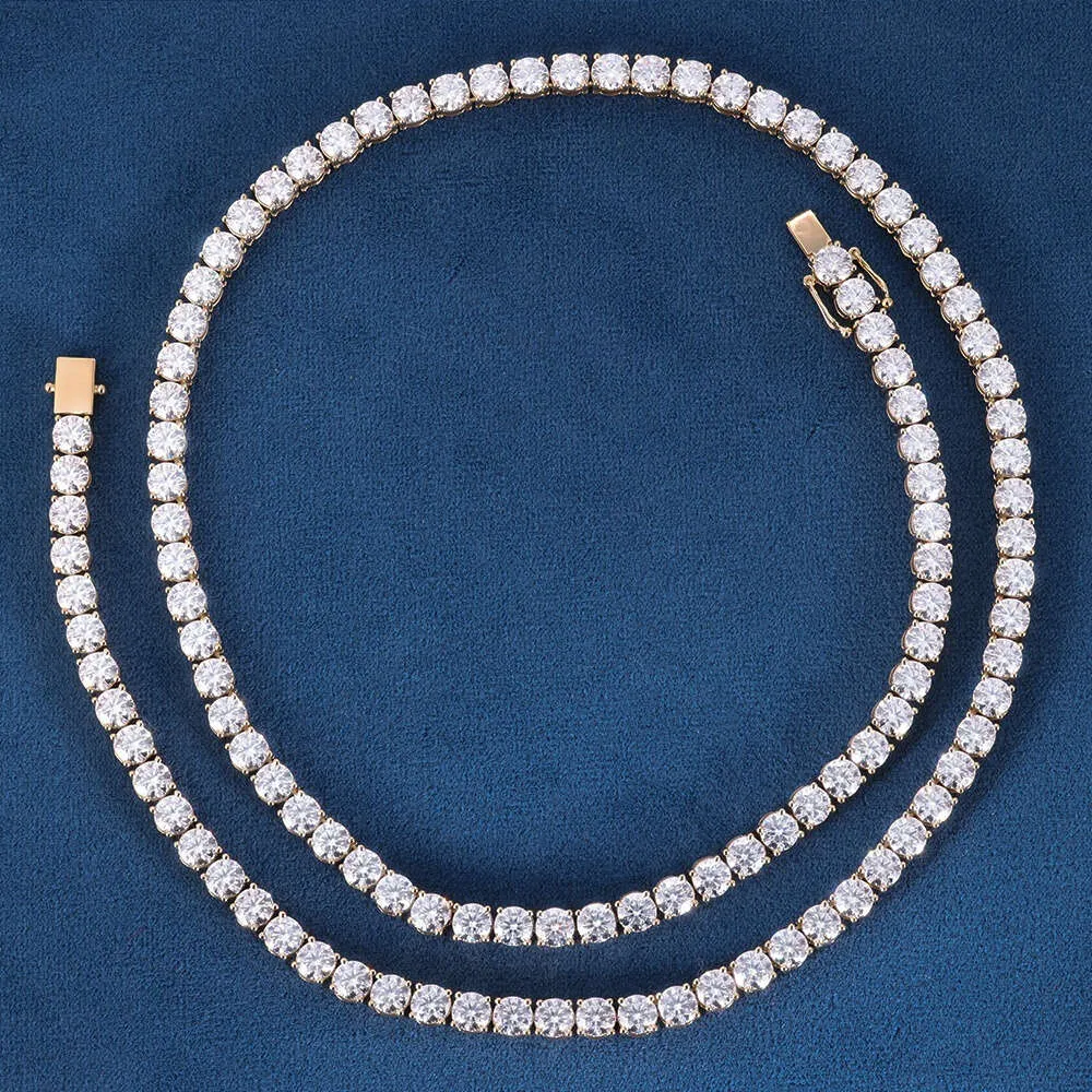 Custom Real 10k 14k 18k Solid Gold Chain 3mm 4mm 5mm 6.5mm Moissanite Lab Natural Diamond Tennis Link Bracelet Necklaces