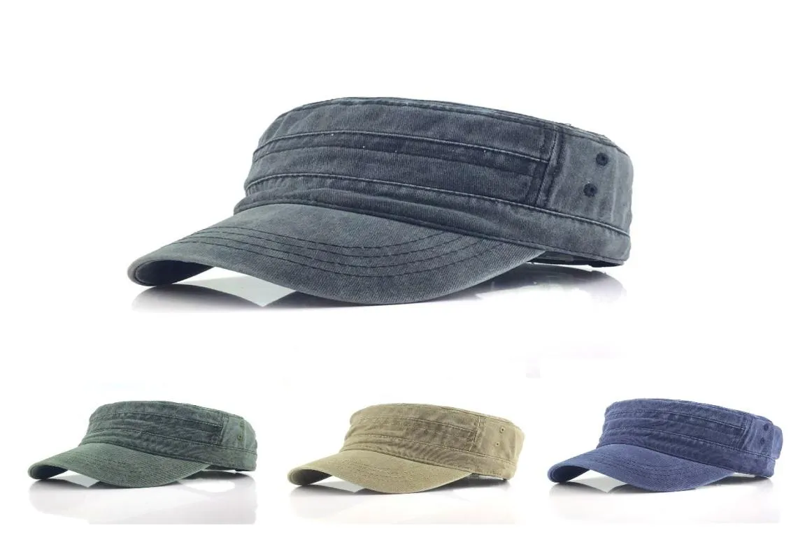 1PC Solidny kolor Men039S Cap Army Wojskowe Regulowane płaskie czapki klasyczne filtr przeciwsłoneczny Kapelusze Słońce Hat Casual Hat7115481