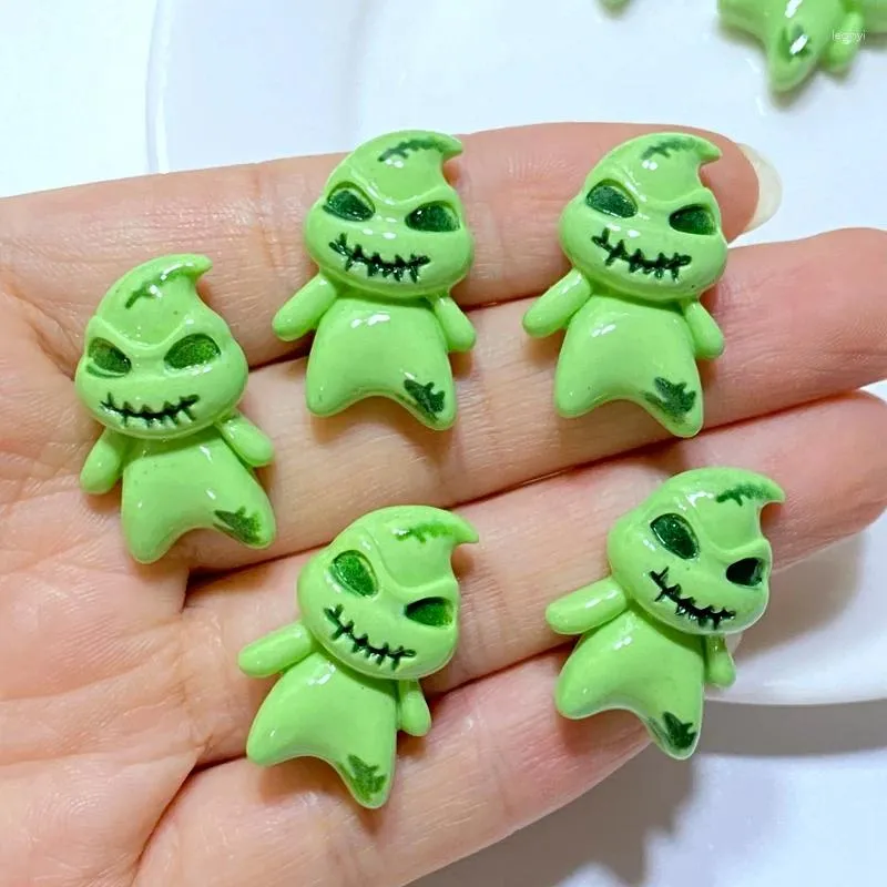 Statuette decorative in resina fantasma verde flatback cabochon in pietra appliques decorazioni per la casa artigianato 10 pezzi fai da te Natale Halloween Scrapbook