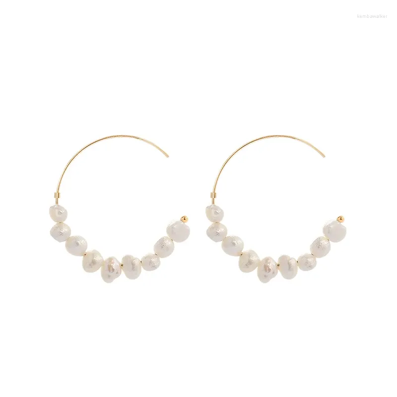 Boucles d'oreilles créoles Lii Ji en vraies perles, créoles baroques à haute brillance, bijoux Boho, cadeau de mariage pour femmes