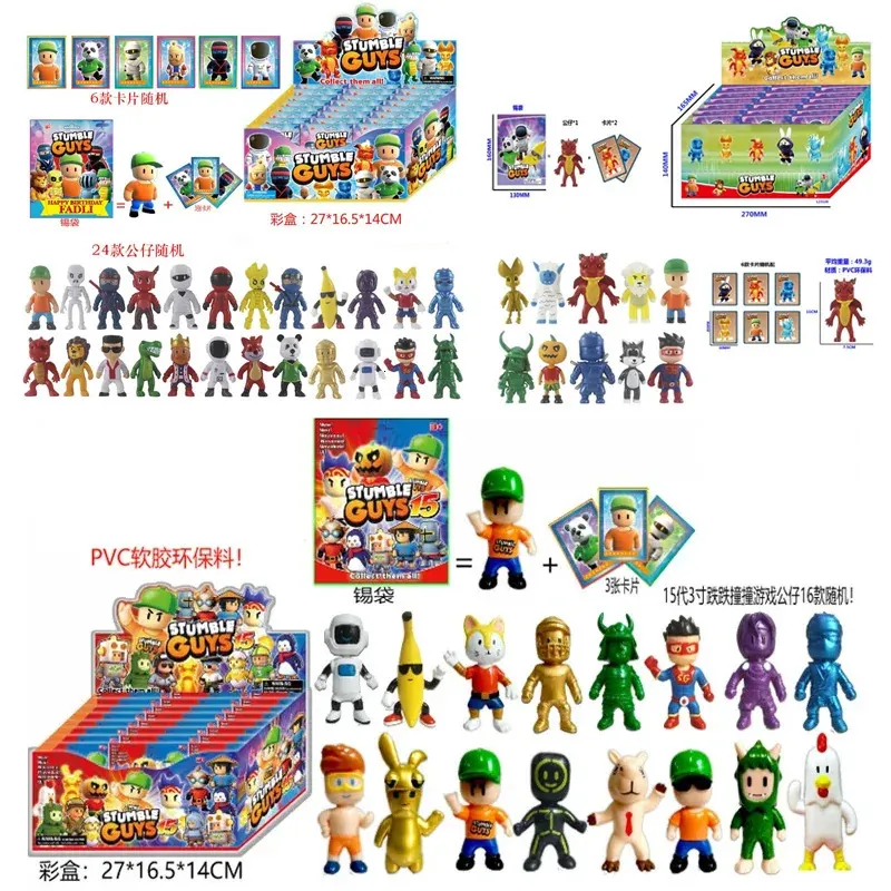 Blind Box Sumble Guys Zaskoczenie Pudełko anime Rysunek 24 Bagsbox Gaming Dolls z kartami tajemnicze figurki hurtowe 231212