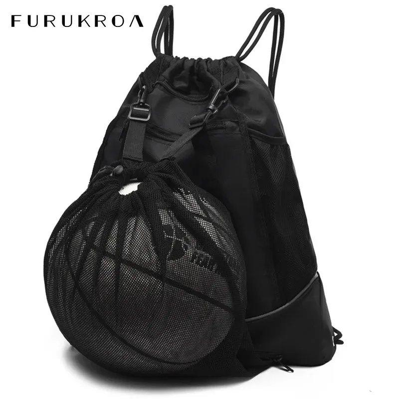 Outdoor-Taschen Kordelzug Basketball Fußball Tasche Ultraleicht Mesh Ball Fußball Schuhe Rucksack Outdoor Sport Yoga Schwimmen Gepäck Pack XA103B 231212