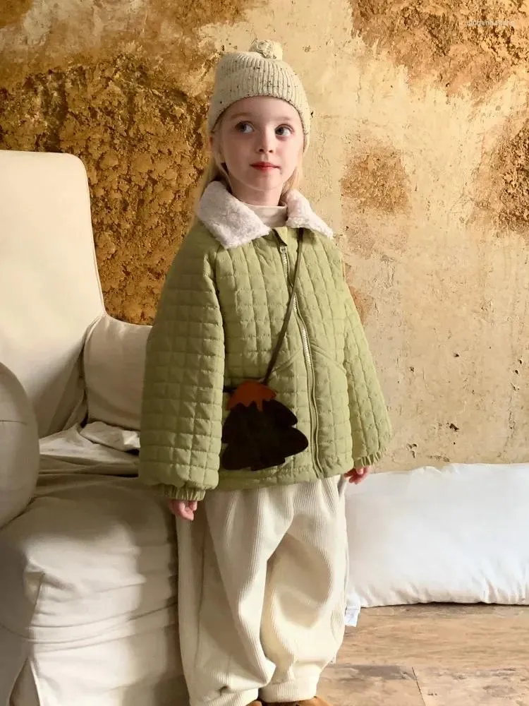 Manteau en duvet pour filles, parka coréenne pour enfants, rembourré, en laine d'agneau, vêtements chauds, hiver 2023