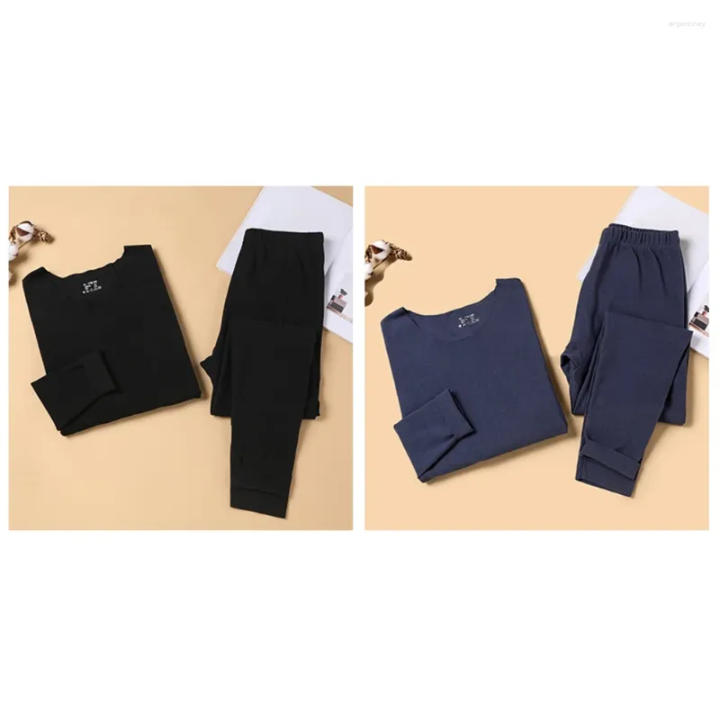 Ropa interior térmica para hombre Mantente cómodo en conjunto Cuello en V Manga larga Color sólido Perfecto para otoño e invierno