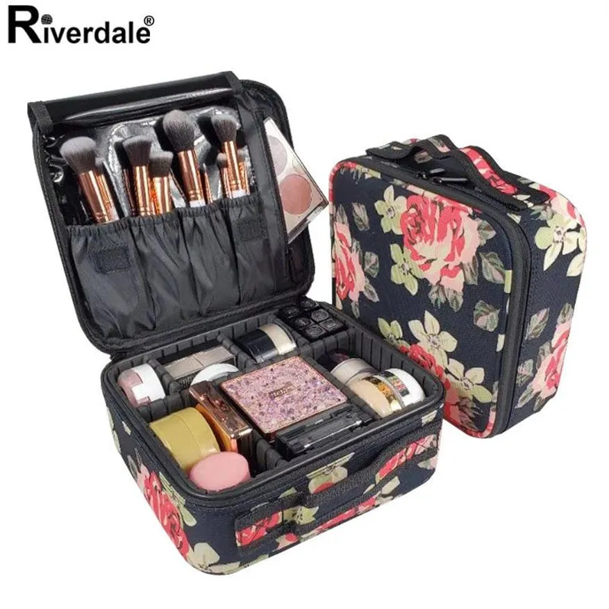 Rose Flower Professional Makeup Case Full kosmetolog Travel resväska för manikyr behöver kvinnor kosmetisk väska arrangör för kvinnlig304D