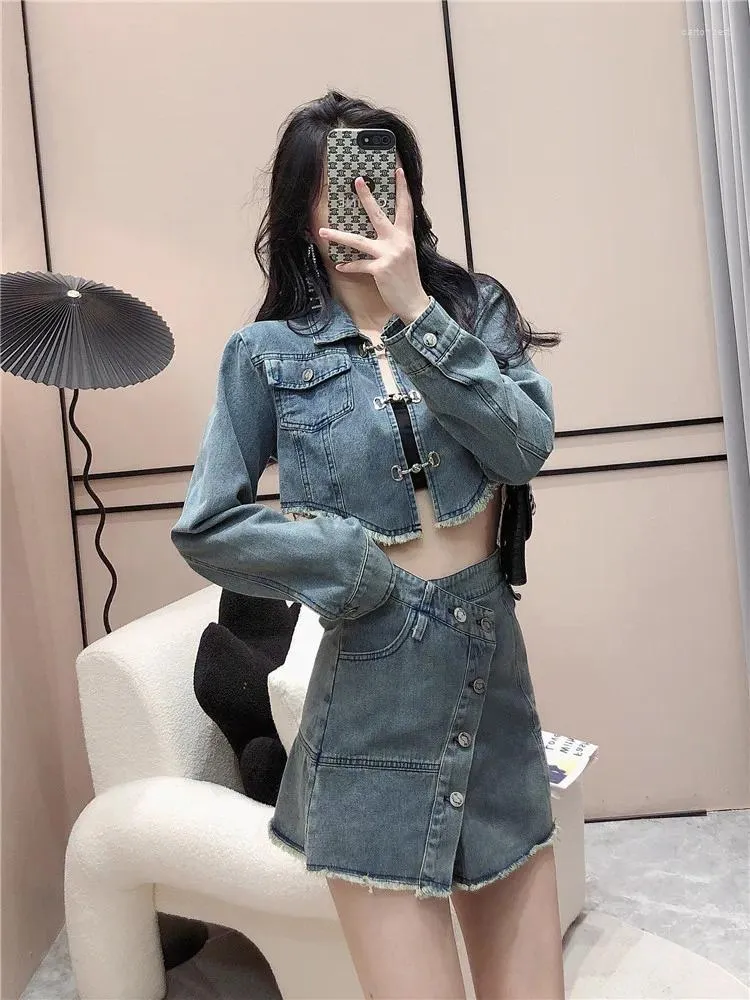 Womens Western Denim Jacket And Skirt Suit Stylish Cowgirl Outfit For 2024 From Cartonbest 37.84 DHgate.Com
