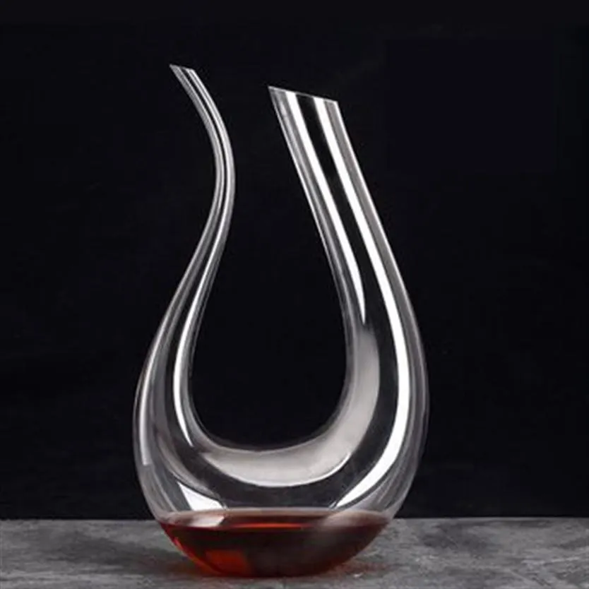 Miljövänlig 1200 ml U-format glashorn vin decanter party vin hällare röd öl carafe luftare barware bar verktyg gåva217d