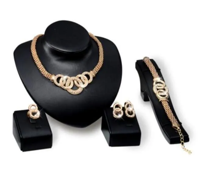 Sets Drop Delivery 2021 Oorbellen Ketting Armband Ring Luxe Prachtige Vrouwen Strass 18K Verguld Legering Ovaal Bruiloft Juweel6354297