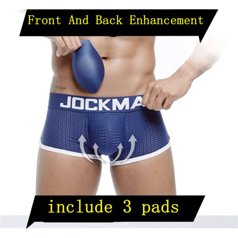 Offre spéciale classique Sexy maille hommes caleçons éponge Push Cup Pads Boxer slips couleur unie Plus glace soie hommes sous-vêtements