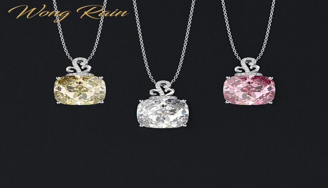 Wong Rain Romantik 100 925 Sterling Gümüş Yaratılan Moissanit Citrine Safir Taş Kolye Kolye Güzel Takılar Bütün C9049883