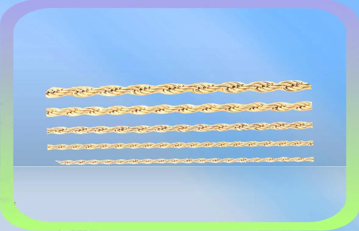 Wysokiej jakości złoty łańcuch liny Naszyjnik ze stali nierdzewnej dla kobiet mężczyzn Złotą modę Ed Rope łańcuchy biżuterii 2 3 4 5 6 7M9859971