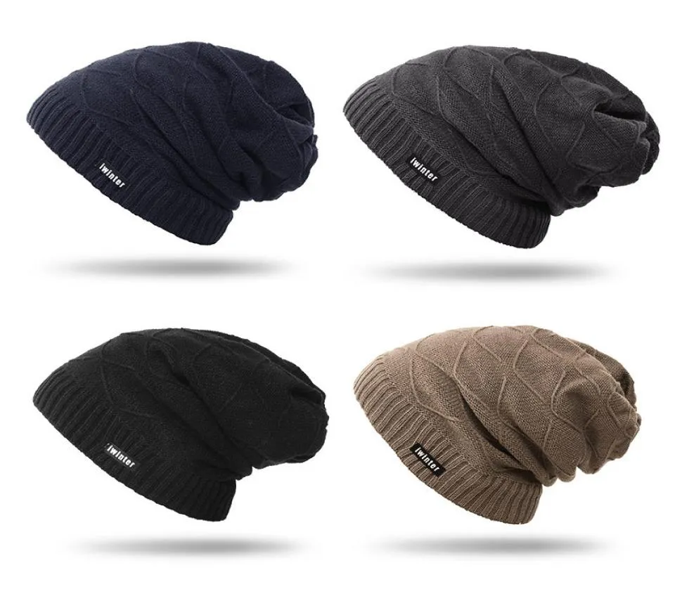 New True Letter Winter Hat Long Size Knitted Cap High Quality Casual Beanies For Men Women Solid Bonnet Cap3939478