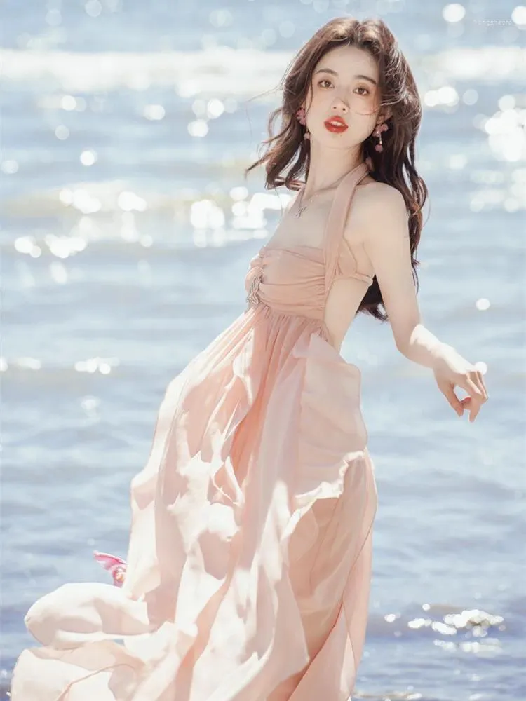 2024 Women's Summer Chiffon Fairy Dress, Korean Style Elegant