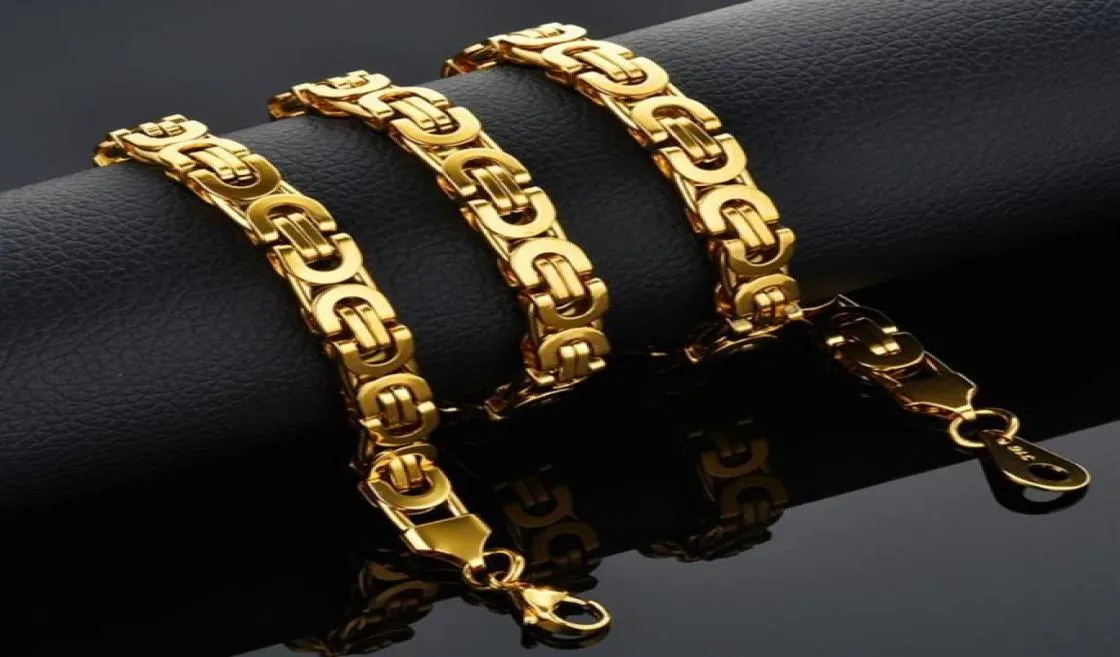 Ketten Mode Luxus Männer Goldkette Halskette Edelstahl Byzantine Street Hip Hop Schmuck174S5996083