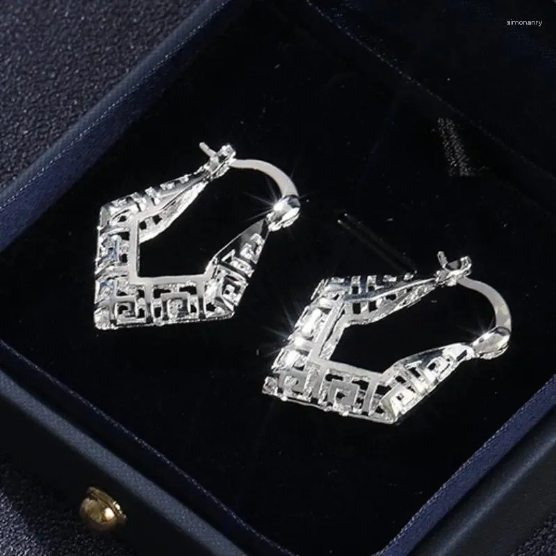 Boucles d'oreilles Style Boho, couleur argent, géométrie ajourée pour femmes, Vintage ethnique, bijoux cadeaux de fête de mariage, 2023