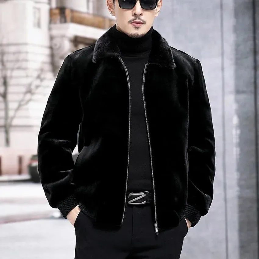 Heren Bont Nepbont Koreaanse Mannen Hele Nertsen Jassen Business Casual Reversjassen Mode Imitatiebont Slanke Capuchon Bovenkleding Mannelijke Winterkleding 231211