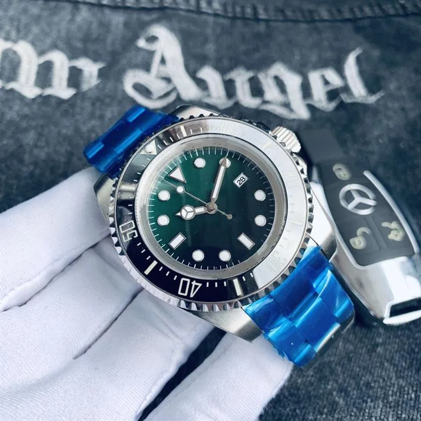 Titta på män Deep Ceramic Bezel Sea-Dweller Sapphire Cystal rostfritt stål glidlås fast lås automatiska mekaniska män klockor 210r