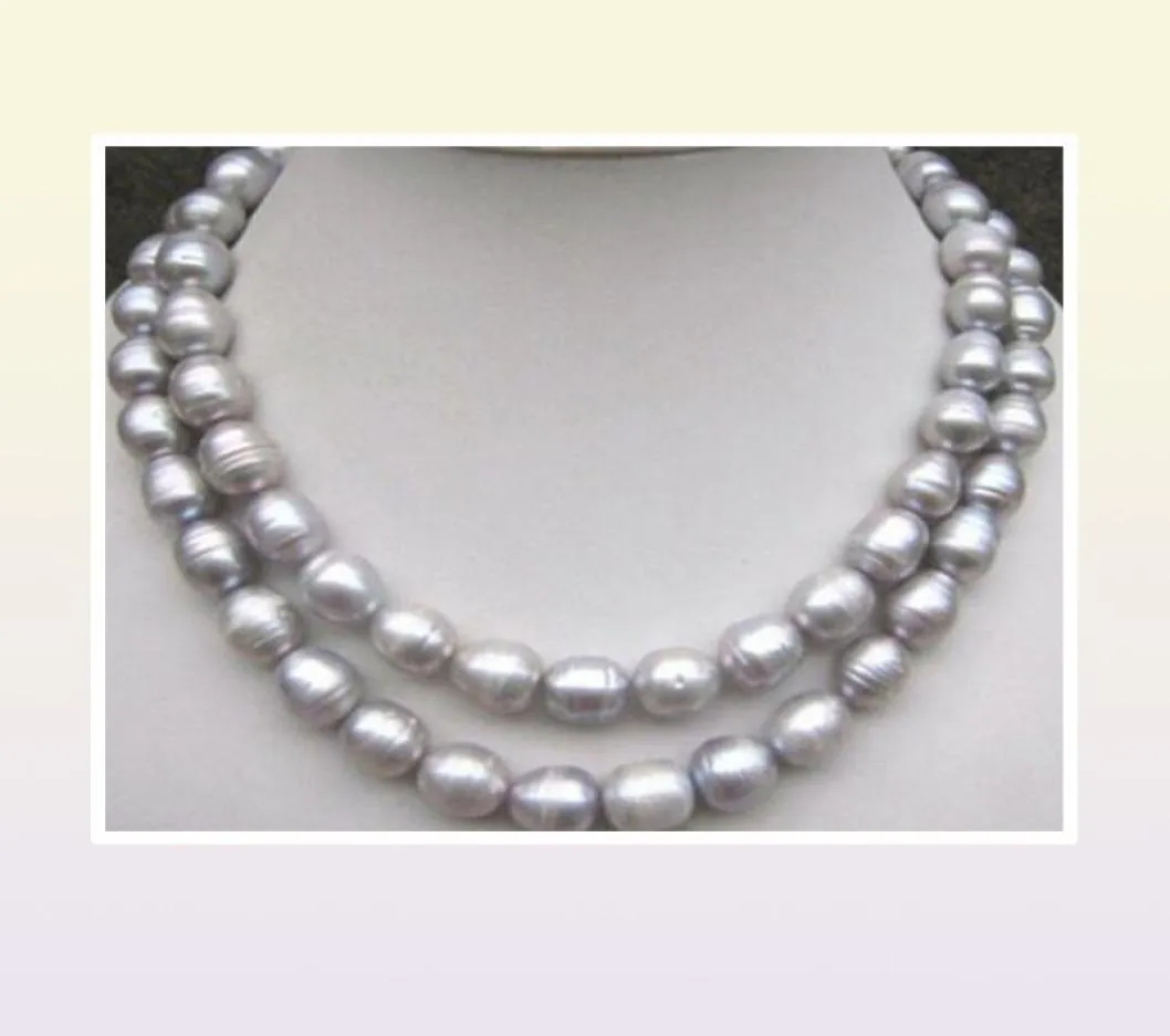 Bellissima collana di perle naturali in argento grigio tahitiano da 910 mm 32 quot96722973509311