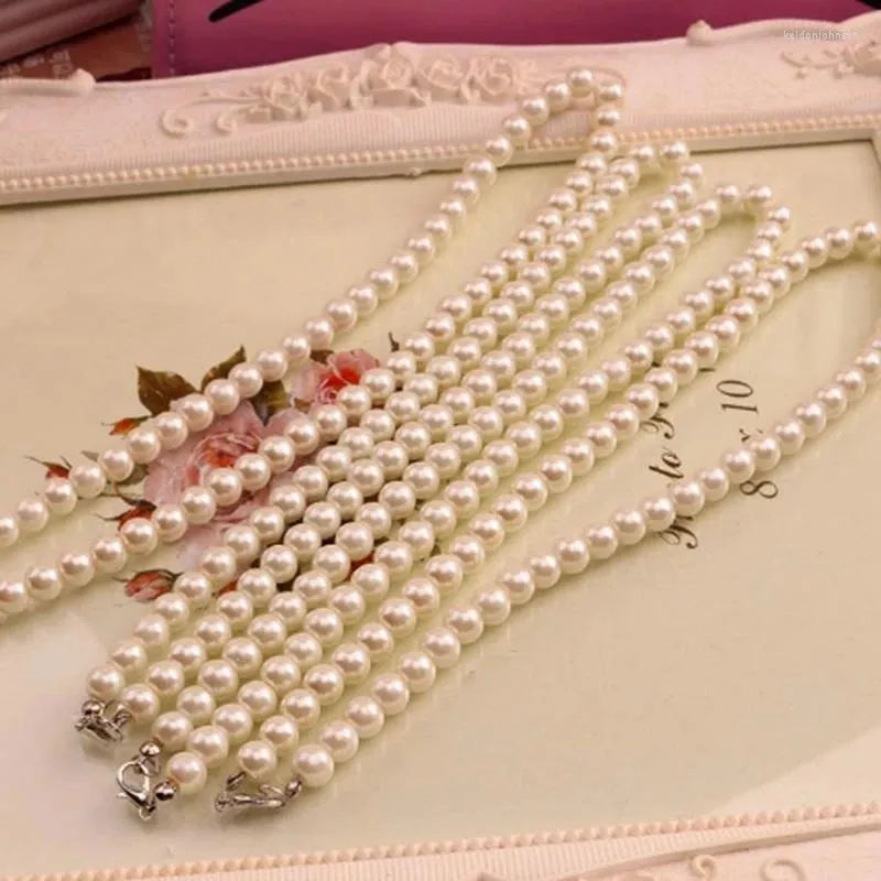 Choker Elegant Big White Imitation Pearl Beads Clavicle Chain Necklace For Women Wedding Jewelry Collar 2023