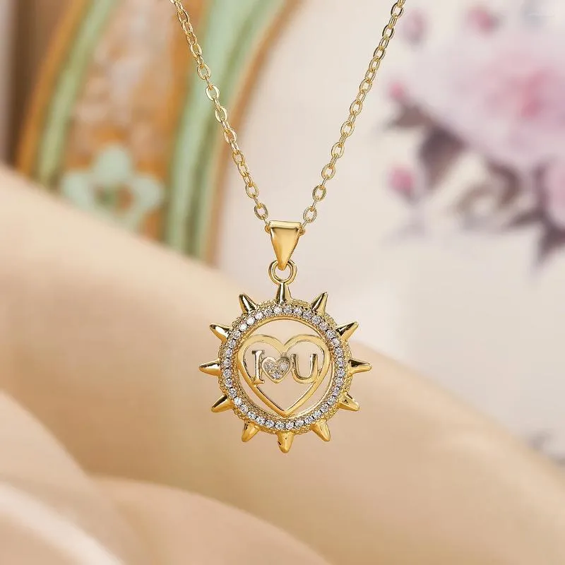 Pendant Necklaces Mafisar Fashion Gold Plated Heart Geometric Necklace High Quality Delicate Zircon Charm Women Jewelry Gifts
