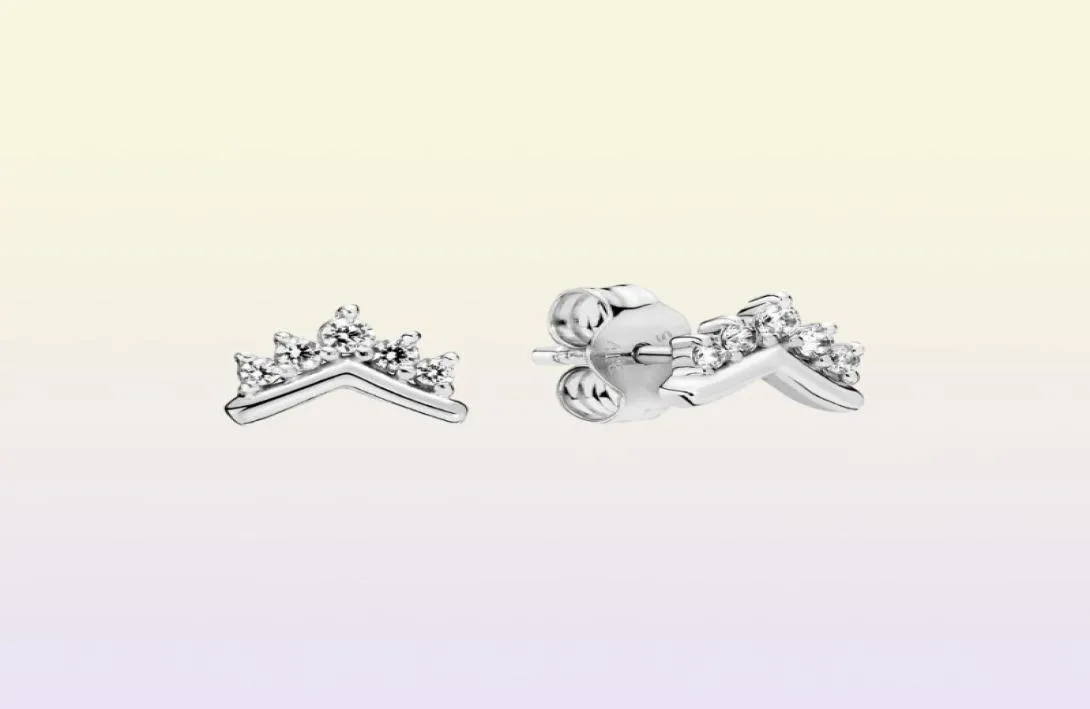 Tiara Wishbone Stud Oorbellen Authentieke 925 Sterling Zilver Studs Past Europese Stijl Studs Sieraden Andy Jewel 298274CZ6098543