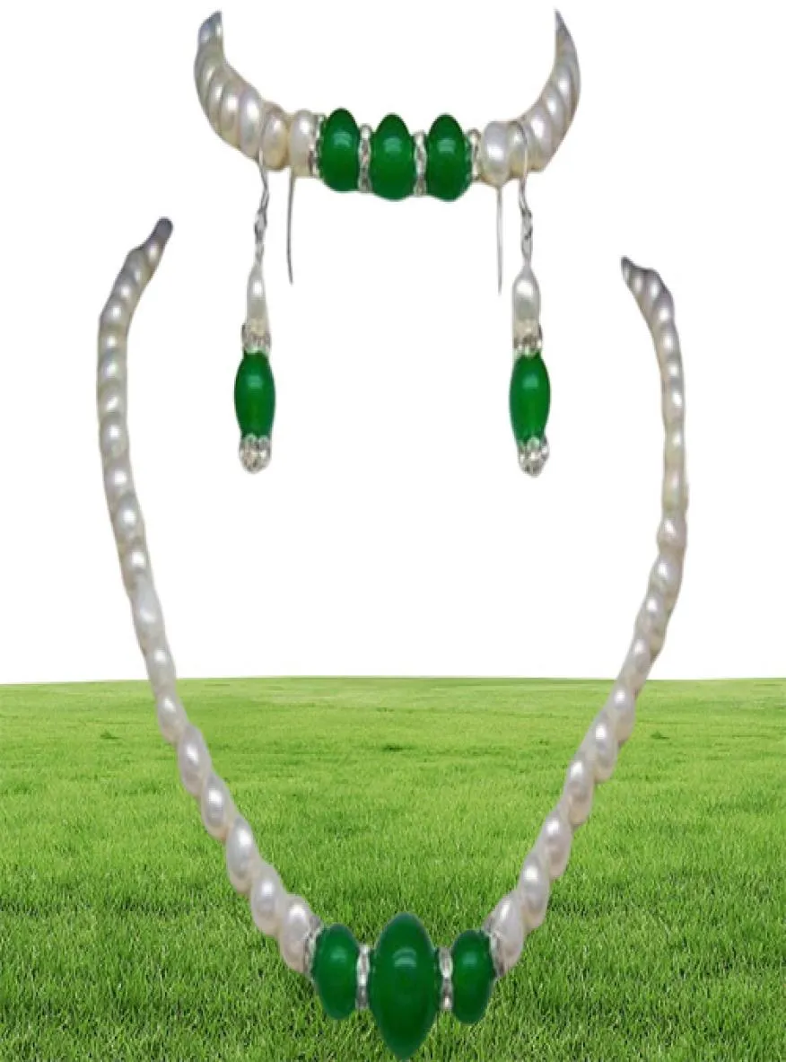 Natural78MMWITEAPEARLAMPGREENJADEGEMSNECKLACEBRACELETEARRINGSET1803475 NATURAL78MMWHITEAPEARLAMPGREENJADEGE88334323118610