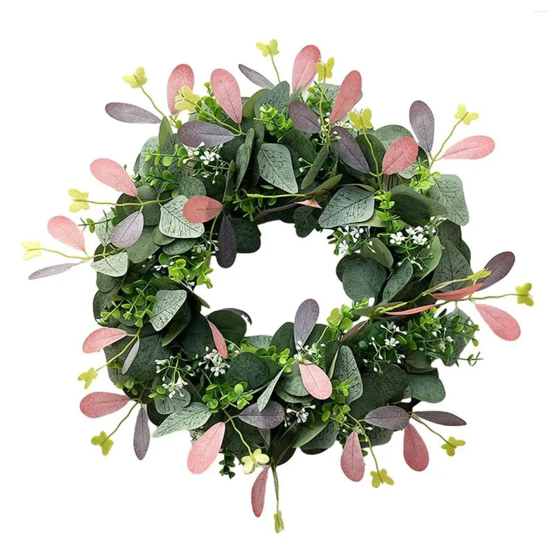 Couronne de fleurs décoratives, feuilles vertes, couronnes extérieures, ornement de porte d'entrée, Eucalyptus pour murs de porche de mariage, fenêtres