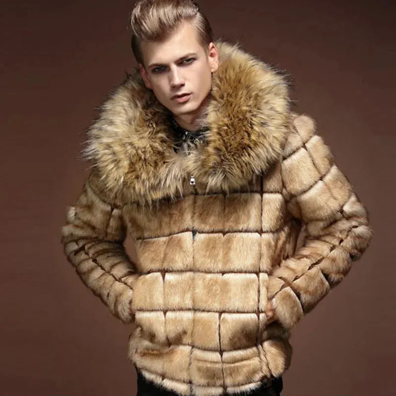 Futro męskie sztuczne futra moda zamek zimowe kurtki męskie futra płaszcza ciepła gruba norek furia futerka męska odzież uliczna zagęszcza odzież męska 231211