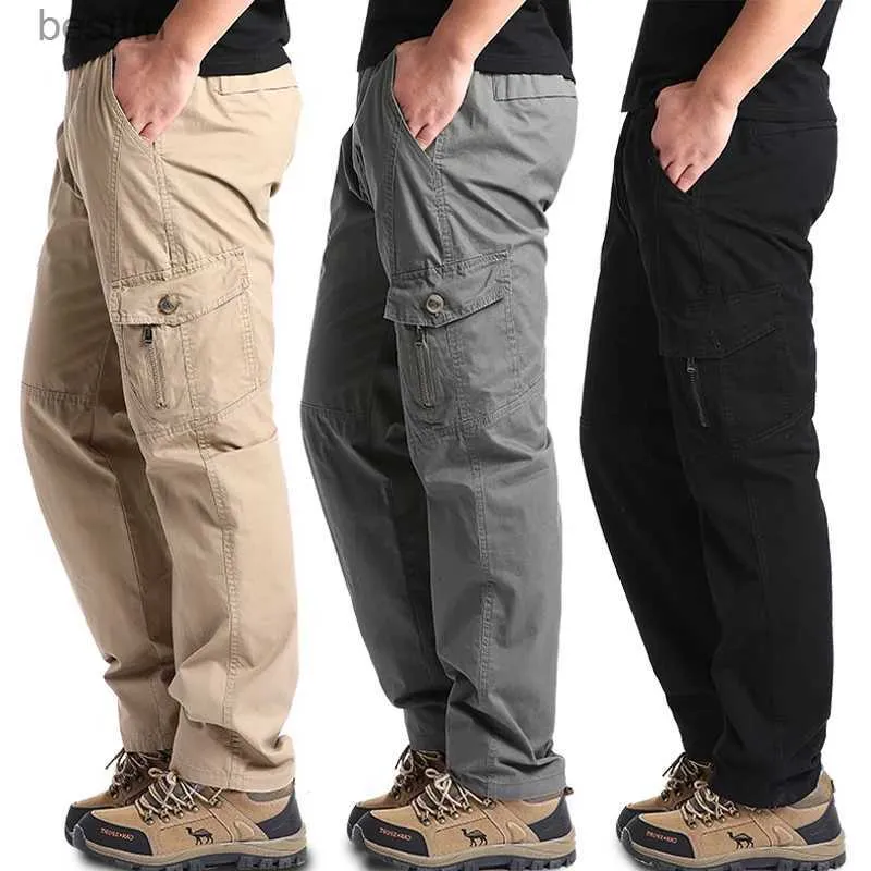 Herrenhosen 2023 Hochwertige Herren-Cargohose Lässige lose LTI-Taschen-Militärhose Lange Hose für Jogger Plus Größe 5XL 6XLL231212