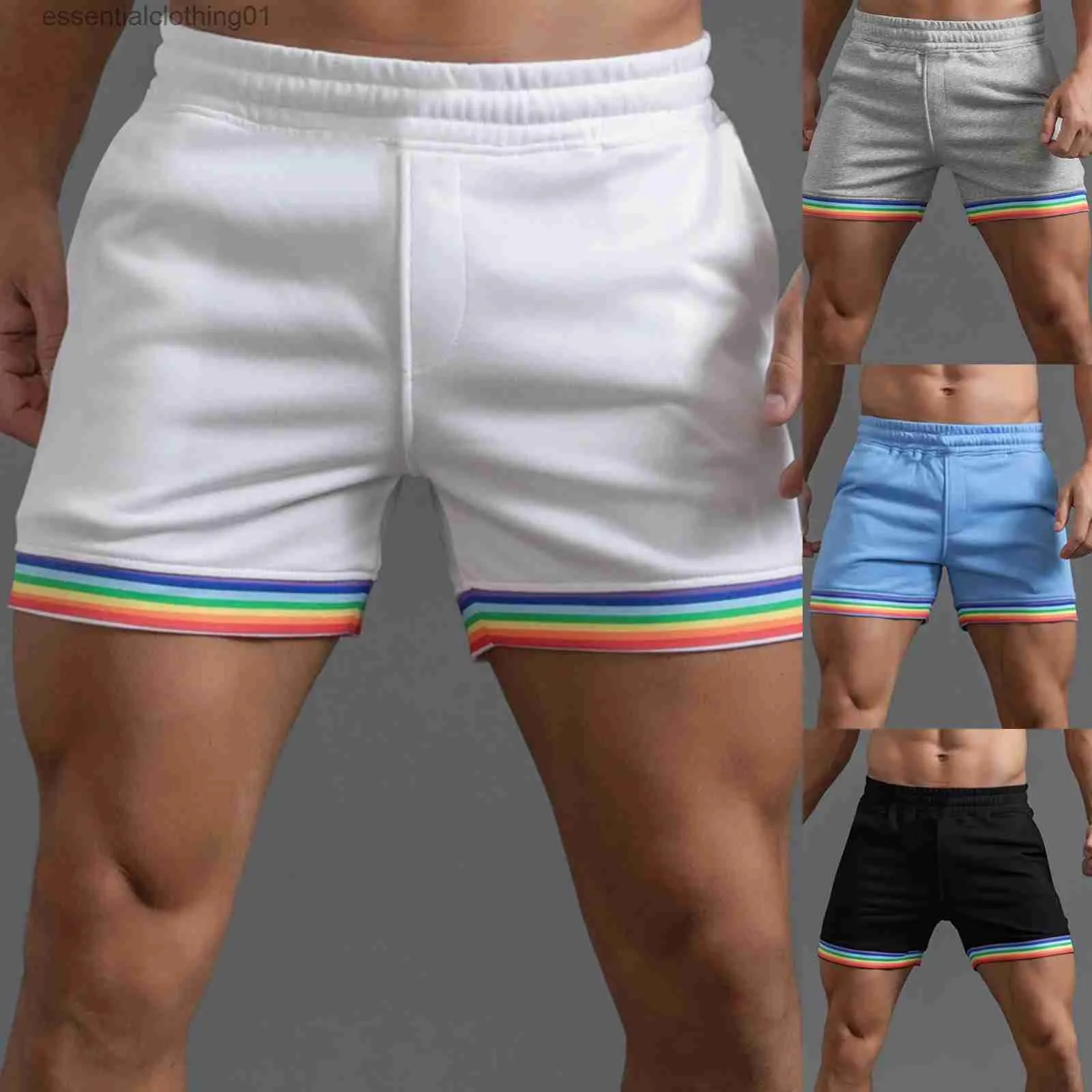 Shorts maschile 2023 Short patchwork maschile pantaloncini da ginnastica casual pantaloni a colori solidi ginocchini S-4xl Leisure Fitness L231212