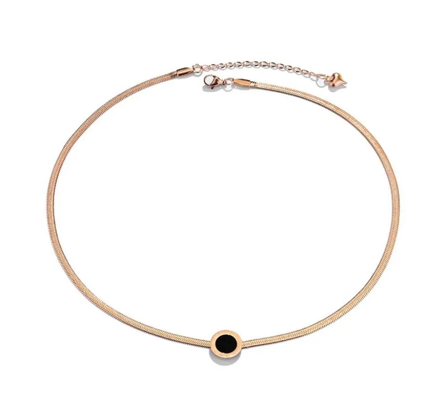 Colar de pingente gargantilha colares de ouro rosa torques jóias gravadas com numerais romanos corrente círculo solitaire delicado multi264q8608942