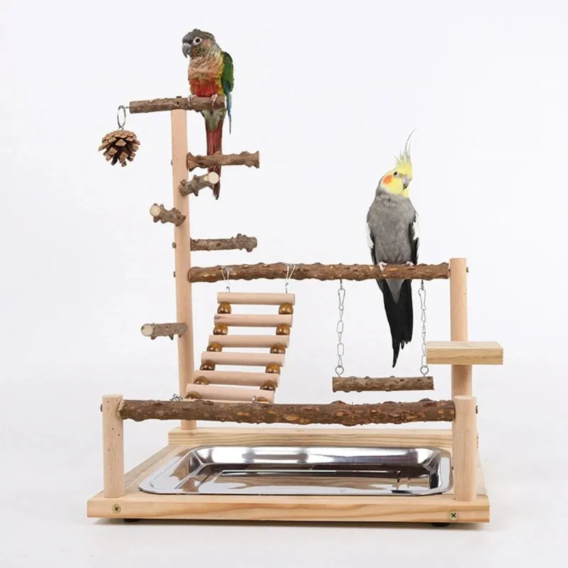 Andra fågelförsörjningar K5DC Parrot PlayStand Plays Stand Cockatiel Playground Wood Perch Gym Stigder Cage Accessories 231211