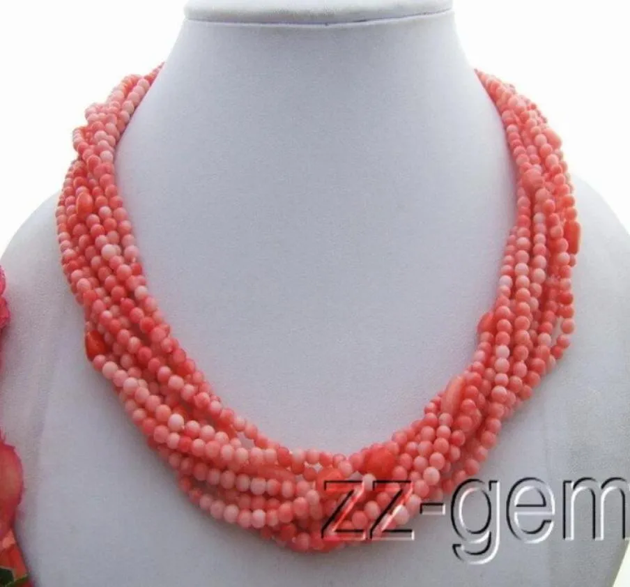 9strds Pink Coral Necklace012345678910111213143475422