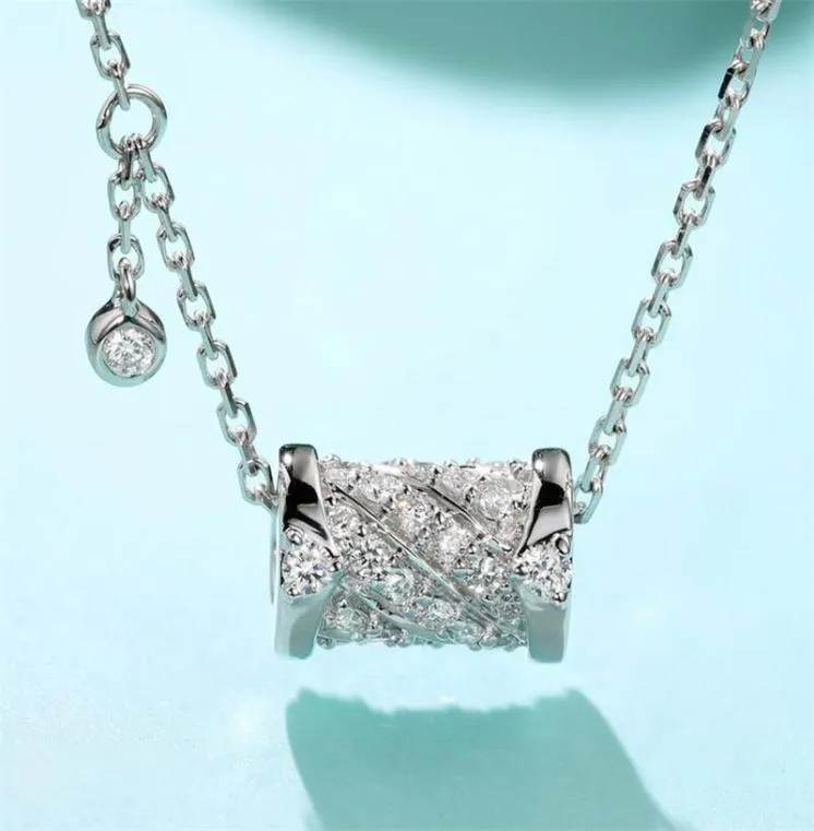 Tatlı kesim yeni varış en iyi satan ince mücevher 925 STERLING Silver Circle Kolye Pave Beyaz Sapphire CZ Diamond Popüler Kadınlar NEC3396063