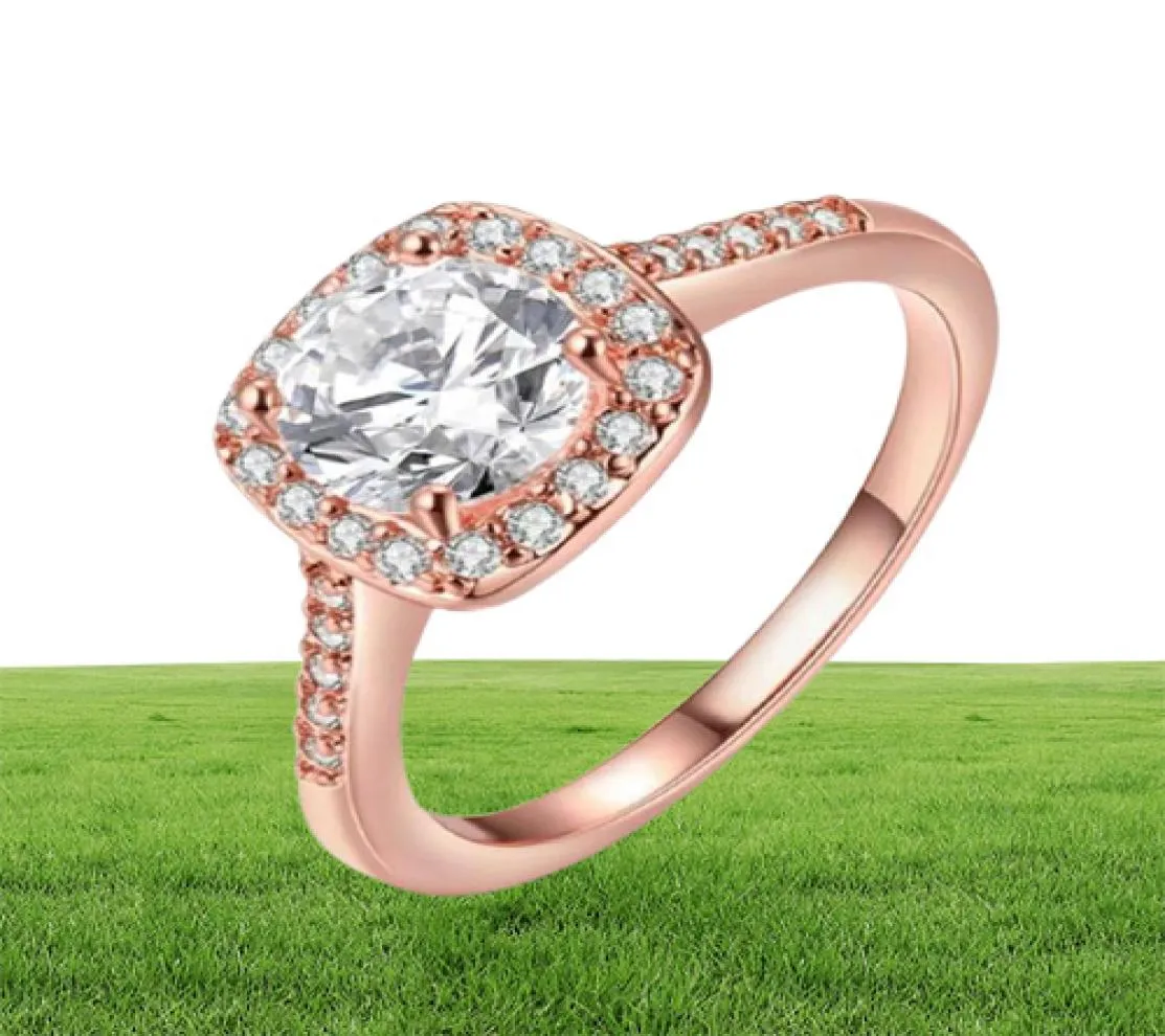 Yhamni Original Fashion Real Rose Gold Rings for Women 1CT 6mm Top Quality Rose Gold Ring Jewelry AR035978886668009516