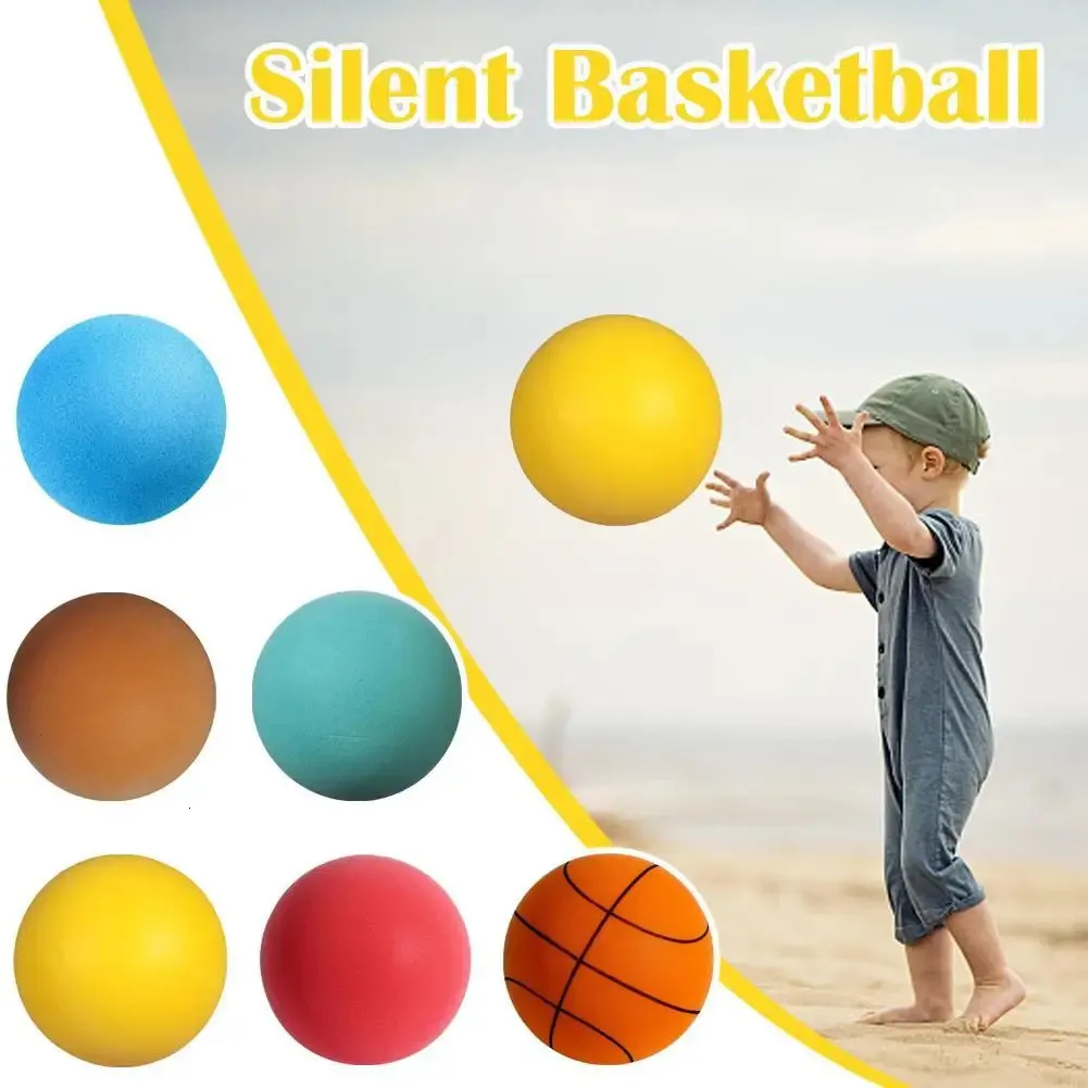 Palle Mute Palla che rimbalza Pallacanestro silenziosa per interni Giocattoli per bambini all'aperto Schiuma Parco giochi silenzioso Rimbalzo Calcio Giochi sportivi per bambini Palle 231212