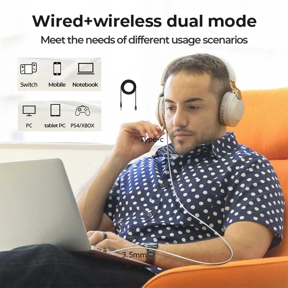 Dual wired and wireless headphones with mic sales