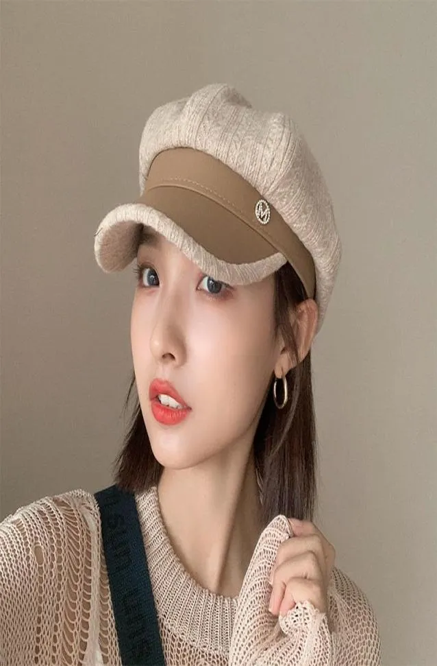 Vintage Leather Octagonal Hat For Women Adjustable Stylish Brim