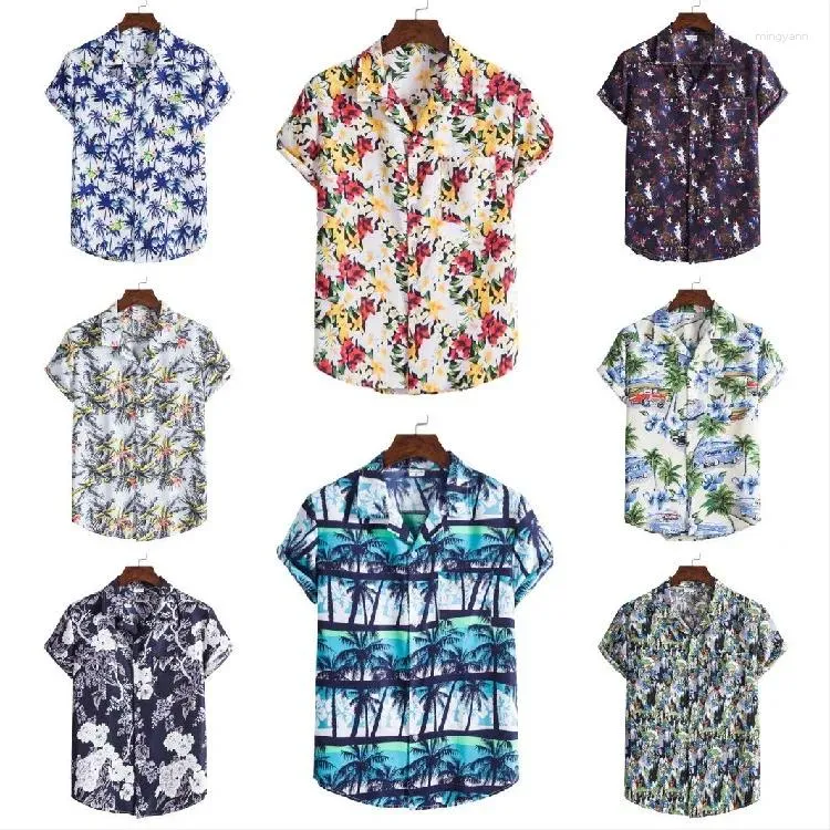 Chemises décontractées pour hommes 2023 Revers d'hiver Confortable Série Hawaii Beach Wind Caractéristiques Haute Qualité Col De Costume À Manches Courtes Chemise À Fleurs