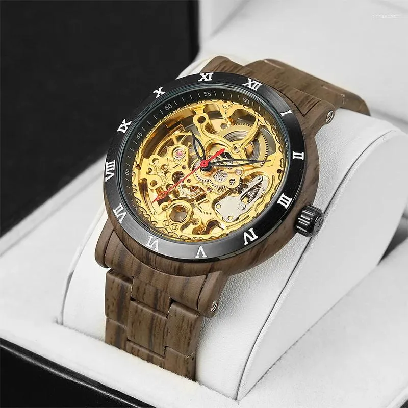 腕時計ビジネスマンのメカニカルオートマチックウォッチSメンズステンレススチール腕時計スケルトンリロジェスホムブレウォッチ
