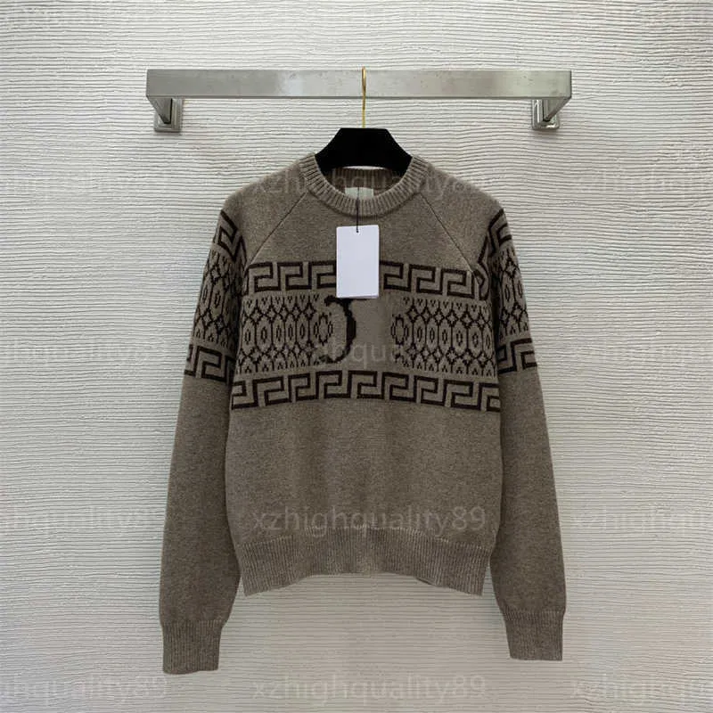 Kaşmir kazak kadın jumper sonbahar sweatshirt retro desenli uzun kollu kazak örgü kazakları kadın tasarımcı giyim kazakları