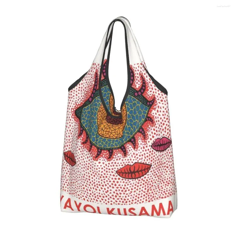Boodschappentassen Herbruikbaar Yayoi Kusama Japans Voor Boodschappen Opvouwbare Kunst Schilderij Kruidenier Wasbaar Grote Tote