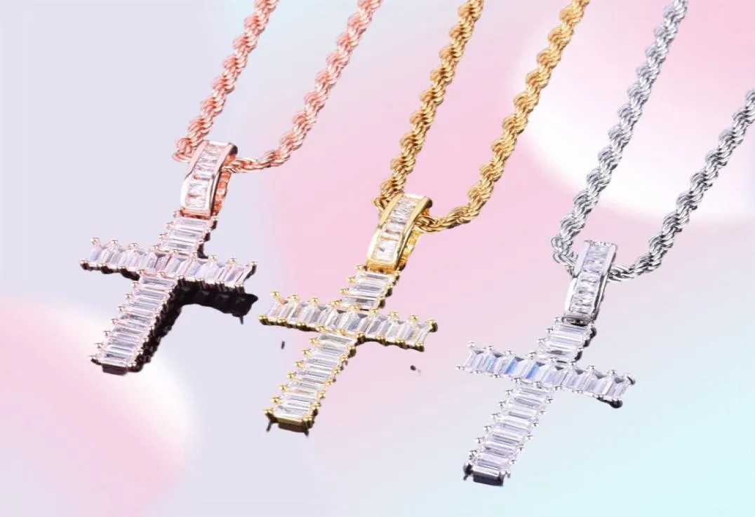 ICE Out Square Zird Zircon Men's Netclace Rock Street Hip Hop Jewelry Three Colors for Gift2697890