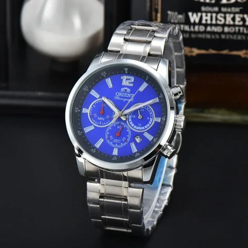 Wristwatches Top Original Watches Mens Business Full Stainless Steel Automatic Date Watch Luxury Chronograph Sport Quartz Clock