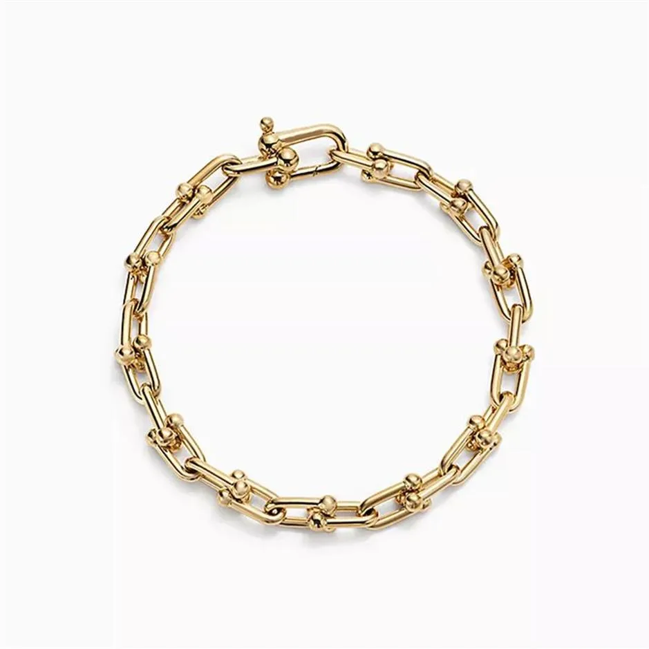 Alta 925 jóias de prata masculina pulseiras em forma de u corrente robusta ouro rosa prata cor charme pulseira para mulheres unissex punk link hip ho260a